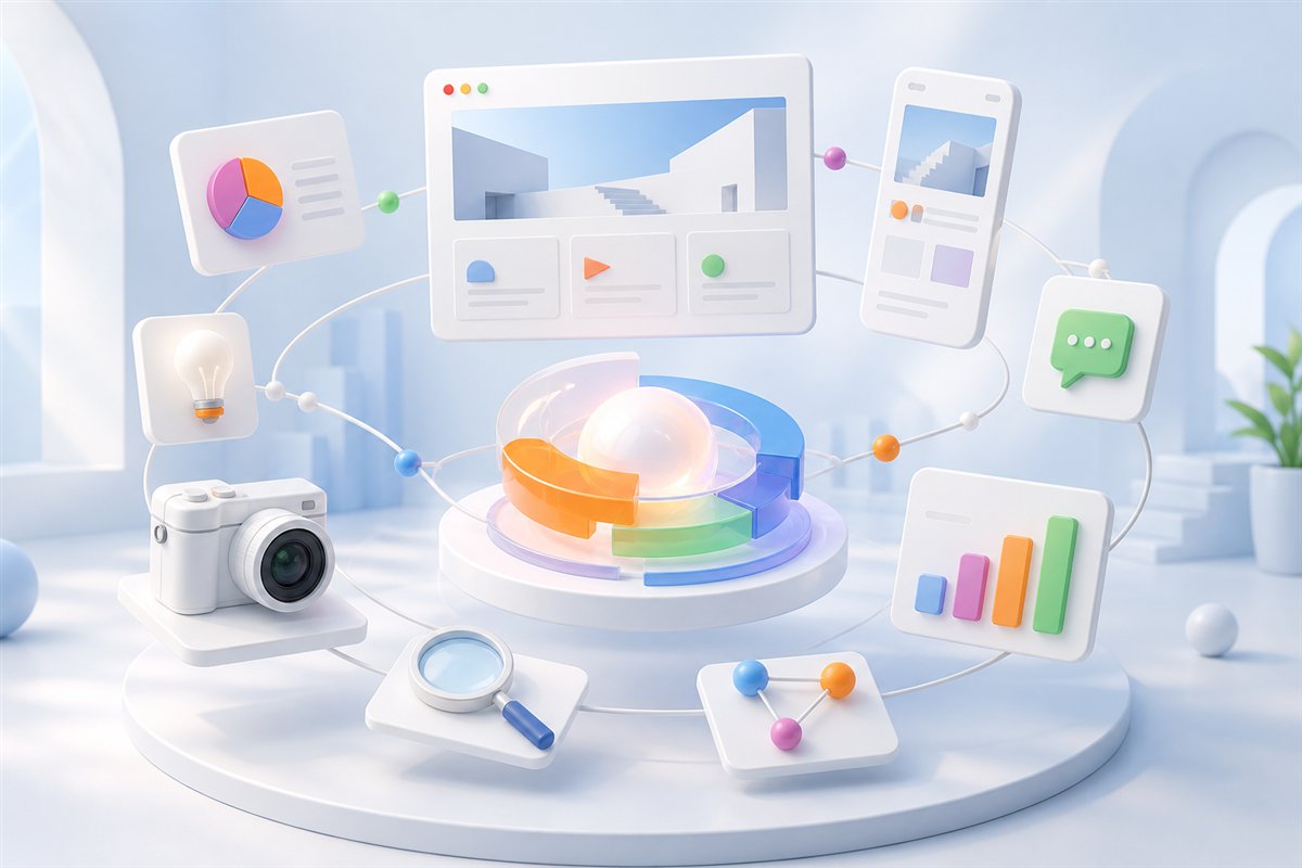 Sistema visual que conecta estrategia, diseño, tecnología y comunicación
